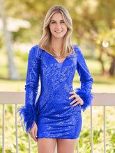 V Neck Hot Pink Sequins Short Tight Homecoming Dress