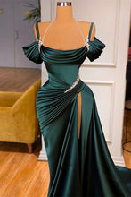 Dark Green Long Off-the-Shoulder Mermaid Prom Dress with Slit