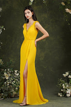 Deep V neck Sleeveless Split Front Floor-Length Prom dress