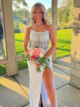 Delfina | Lilac Strapless Satin Sheath Long Prom Dresses with Slit