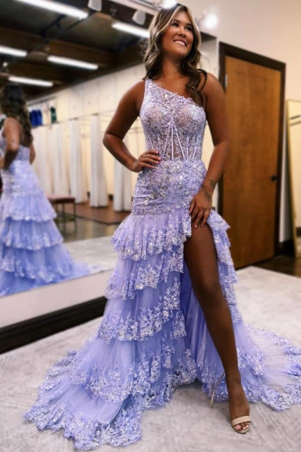 Amazing Column Satin Sleeveless Prom Dress With Ruffles Split