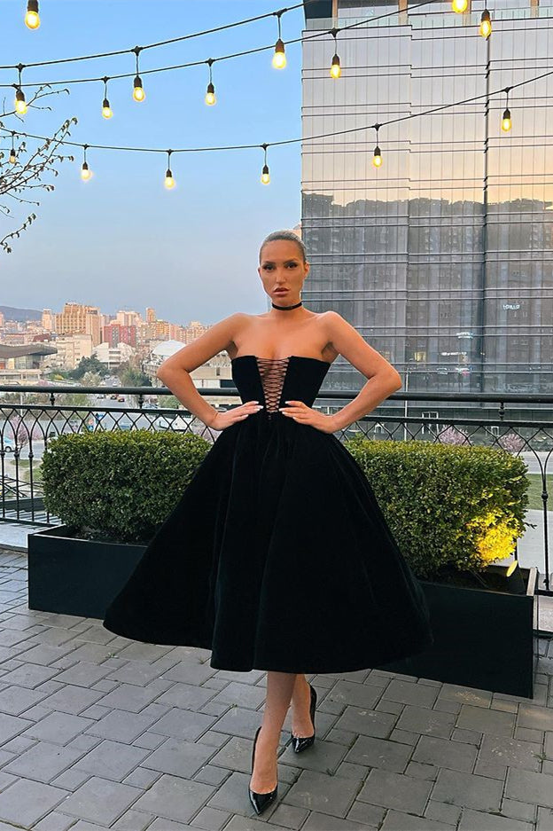 Black Short A-line Sleeveless Prom Dress Homecoming Dress