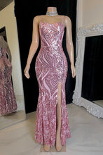 Designer Long Mermaid Spaghetti Straps Split Front Prom Dress