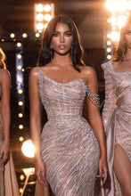 Designer Sequined Sleeveless Mermaid Prom Dress With Beads