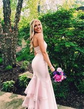 Elegant Pink Strapless Mermaid Prom Dress,Charming Evening Dress Y1469