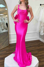 Dolores | Fuchsia Straps Satin Mermaid Formal Gown with Bow