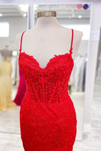 Peregrine | Hot Pink Lace Applique Long Mermaid Dress with Slit