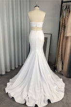 Two Piece Strapless Long Mermaid White Prom Dress