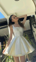 Elegant A Line Straps Ivory Satin Short Homecoming Dress Birthday Dress Y7658