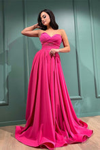 Ravishing Fuchsia Sweetheart A-Line Evening Gown with Daring Split