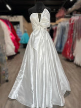 Edgar | Strapless White Satin A-line Long Formal Dress with Bow