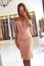 Elegant 3/4 Sleeves Lace Slim Short Party Dress