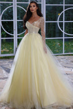Elegant A-line Sequined Long Sleeves Prom Dress With Beads