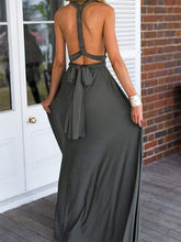 Elegant A Line V Neck Backless Grey Long Prom Formal Evening Dresses