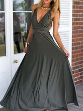 Elegant A Line V Neck Backless Grey Long Prom Formal Evening Dresses