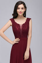 Elegant Floor-length Lace A-line Burgundy Prom Dress