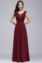 Elegant Floor-length Lace A-line Burgundy Prom Dress