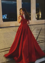 Elegant Long A-line Off-the-shoulder Satin Red Prom Dress