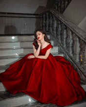 Elegant Long A-line Off-the-shoulder Satin Red Prom Dress