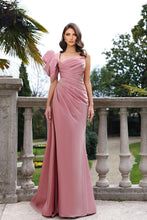 Elegant Long Dusty Rose One Shoulder Satin Sleeveless Floor Length Prom Dress