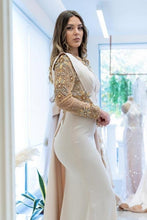 Elegant Long Glitter Beading Mermaid Prom Dresses With Long Sleeves