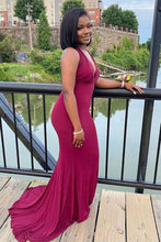 Elegant Long Mermaid Halter Sleeveless V-neck Prom Dress