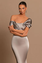 Elegant Long Mermaid Off-the-shoulder Satin Formal Prom Dresses