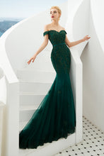 Elegant Long Mermaid Off-the-shoulder Tulle Lace Prom Dress