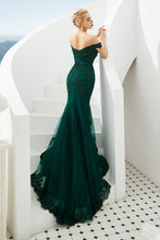 Elegant Long Mermaid Off-the-shoulder Tulle Lace Prom Dress