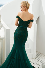 Elegant Long Mermaid Off-the-shoulder Tulle Lace Prom Dress