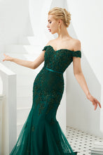 Elegant Long Mermaid Off-the-shoulder Tulle Lace Prom Dress