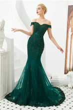 Elegant Long Mermaid Off-the-shoulder Tulle Lace Prom Dress