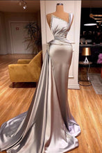 Elegant Long Mermaid One Shoulder Sleeveless Satin Prom Dress