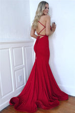 Elegant Long Mermaid Spaghetti Straps Open Back Prom Dress
