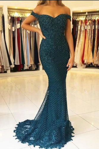 Elegant Long Mermaid Sweetheart Off-the-shoulder Tulle Prom Dress