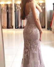 Elegant Long Mermaid Sweetheart Spaghetti-Straps Lace Appliques Prom Dress
