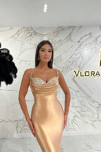 Elegant Long Spaghetti Straps Sequined Sleeveless Prom Dress