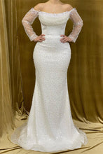 Elegant Long Strapless Beading Mermaid Prom Dress With Long Sleeves