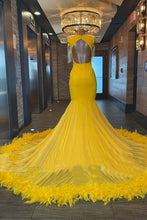 Elegant Long Yellow Tassel Beading Sleeveless Mermaid Prom Dress with Appliques