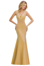Elegant Mermaid Evening Party Dress Sleeveless V-neck Silk Slim Prom Gown