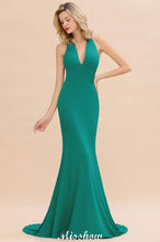 Elegant Mermaid Halter Evening Dress Simple Sleeveless Floor Length Party Gown