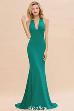 Elegant Mermaid Halter Evening Dress Simple Sleeveless Floor Length Party Gown