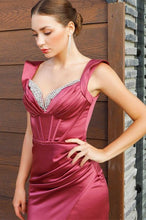 Elegant Mermaid Rose Straps Glitter Sleeveless Prom Dress With Slit
