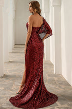 Elegant One Shoulder Sequins Split Mermaid Prom Dress