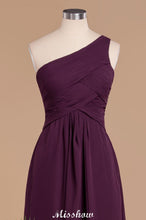 Elegant Ruffles One Shoulder Prom Dresses | A-Line Sleeveless Evening Dresses