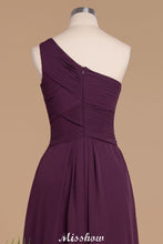 Elegant Ruffles One Shoulder Prom Dresses | A-Line Sleeveless Evening Dresses