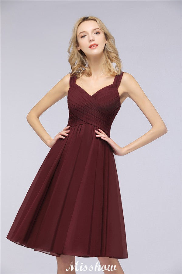 Elegant Ruffles Straps Short Prom Dresses