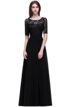 Elegant Scoop Chiffon A-line Prom Dress With Lace