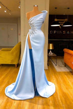 Elegant Sleeveless Evening Dresses Sky Blue Long Prom Dresses With Slit