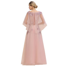 Elegant Tulle A-line Floral Wedding Dress Puffy Long Sleeves Evening Party Dress
